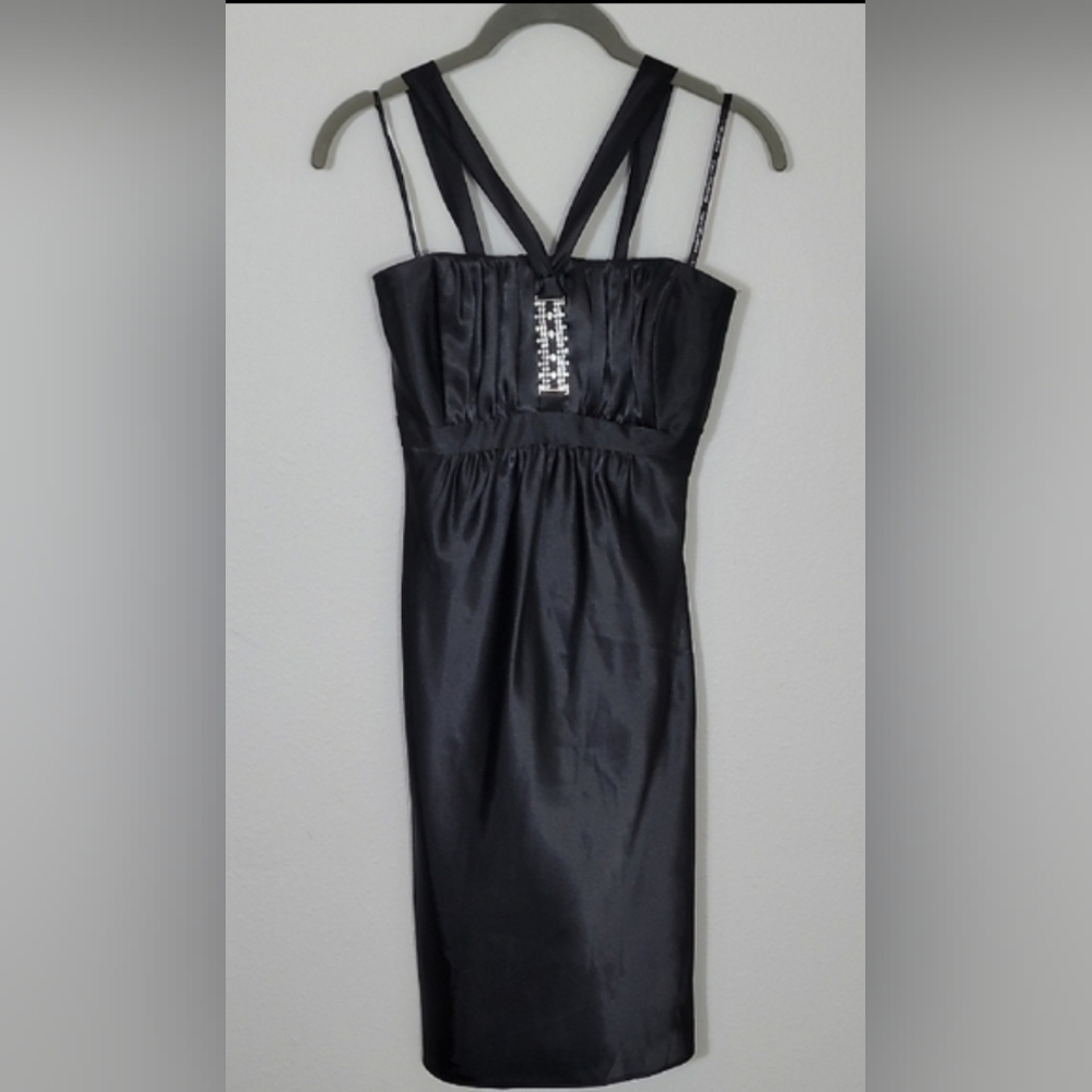 Jessica McClintock Gunne Sax Mini Dress Size XS/S/0/2 Black Formal Cocktail
